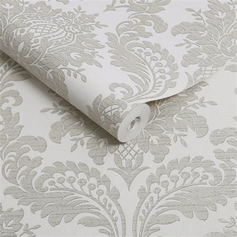 Boutique Archive Damask Grey Wallpaper Wilko