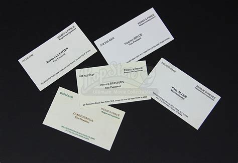 American Psycho 2000 Set Of Prop Pierce And Pierce Business Cards