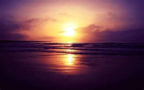 Sunset Landscape Nature Beach Waves Sea Coast Reflection