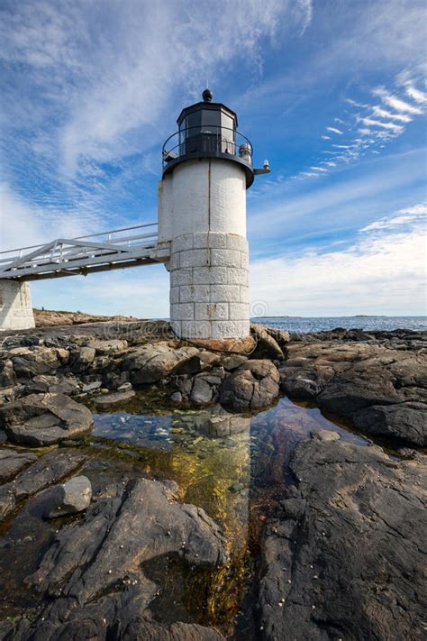 Marshall Point Light As Seen From The Rocky Coast Of Port Clyde Maine