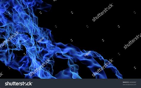 Blue 3d Smoke Effect Over Black Vertical Background Stock Photo