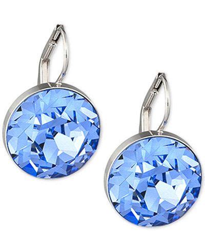 Swarovski Silver Tone Blue Crystal Drop Earrings Crystal Drop