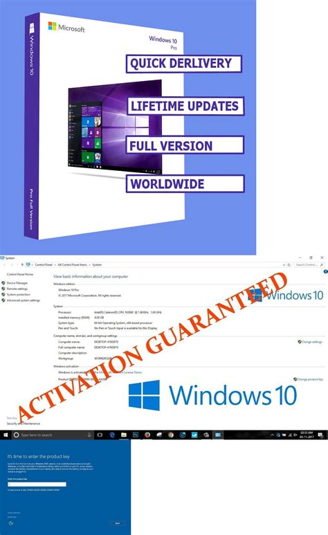Operating Systems 11226 Windows 10 Professional Pro Key 32 64 Bit