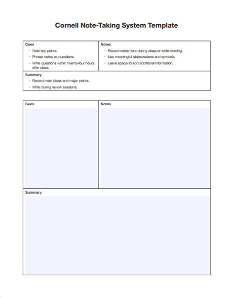 Available in a4 & us, quickly customize. FREE 9+ Cornell Note Taking Templates in PDF | MS Word