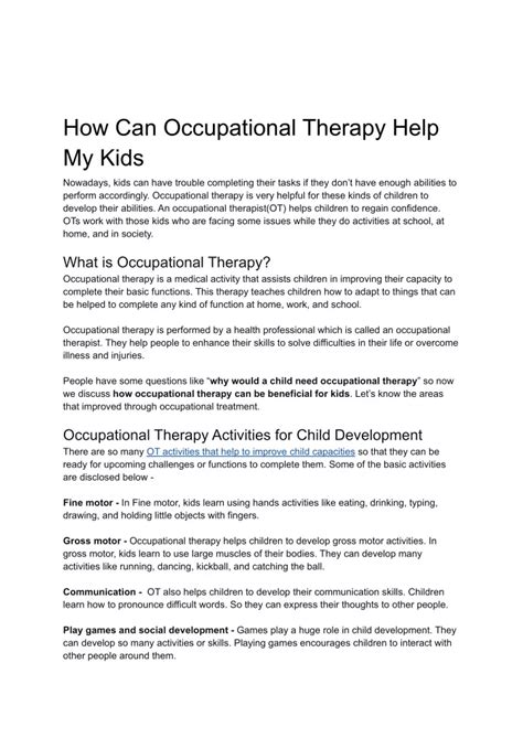 Ppt How Can Occupational Therapy Help My Kids 1 Powerpoint