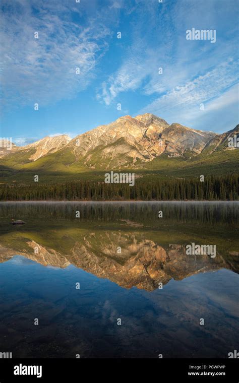 Morning Reflection Of Pyramid Mountain In Pyramid Lake Jasper National