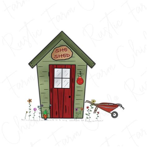 She Shed Digital Png Clipart Printable Art Garden Shed Etsy In 2022