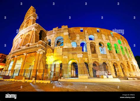 View Of Colosseum At Night In Rome Italy Stock Photo Alamy