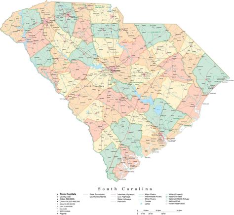 State Map Of South Carolina In Adobe Illustrator Vector Format