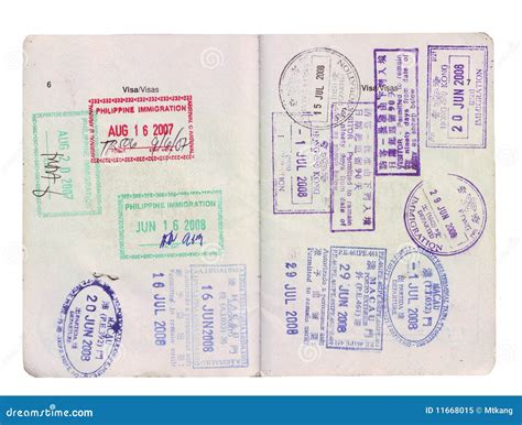 Visa Stamps On Passport Stock Image Image Of Asia Transit 11668015