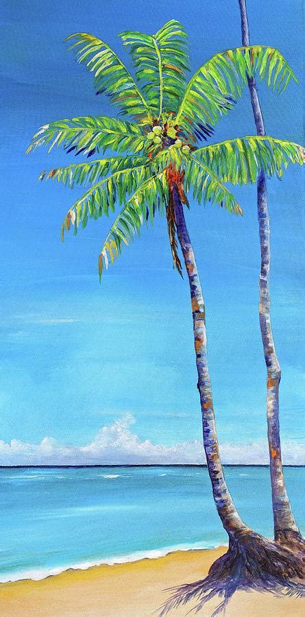 Tropical Beach Coconut Palm Tree Painting By Carlin Blahnik