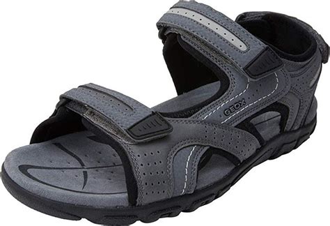 Geox Men S Uomo Sandal Strada D Ankle Strap Grey Black Uk Amazon