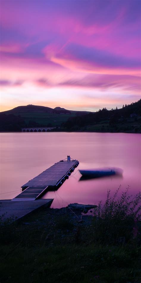 1080x2160 Sunset At Ladybower Reservoir Pier Side 5k One Plus 5thonor