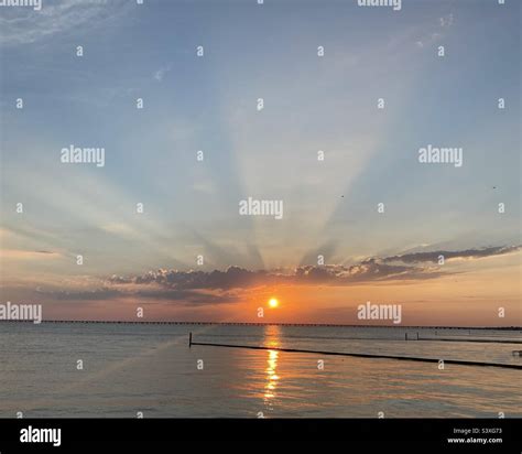 Sunset On Lake Pontchartrain In Mandeville Louisiana Stock Photo Alamy