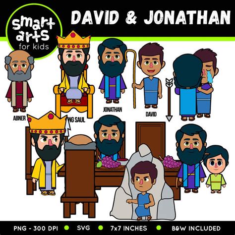 David And Jonathan Clip Art Bible Based Bible Characters Etsy