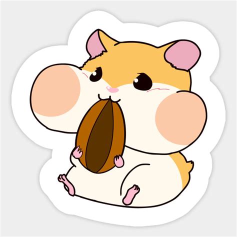 Cute Hamster Emoji Blush Eat Food Hamster Sticker