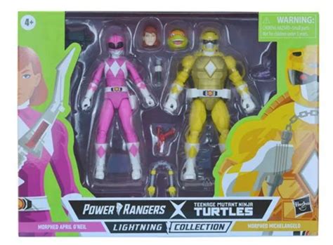 power rangers x teenage mutant ninja turtles lightning collection michelangelo yellow and april