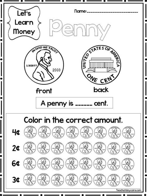 12 Printable Lets Learn Money Worksheets Kdg2nd Grade Math Etsy