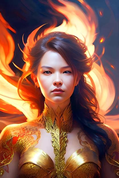 Premium Ai Image Beautiful Woman With Fire In Her Hair Fantasy Portrait