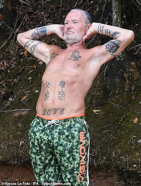 Paul Gascoigne Goes Shirtless As He Tucks Into A Piece Of Fruit On