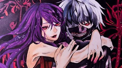 Drawing Ken Kaneki And Rize Kamishiro Tokyo Ghoul Youtube