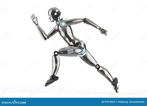 Humanoid Robot Running Stock Illustration Illustration Of Competitive