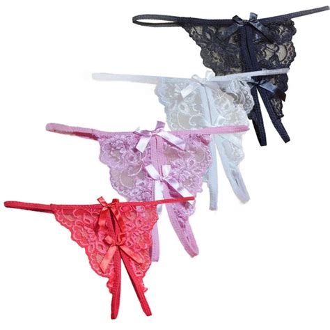 Large Size Lace Panties Sexy Lingerie Open Crotch Sex Thongs Womens Erotic Underwear Sexy Pearl