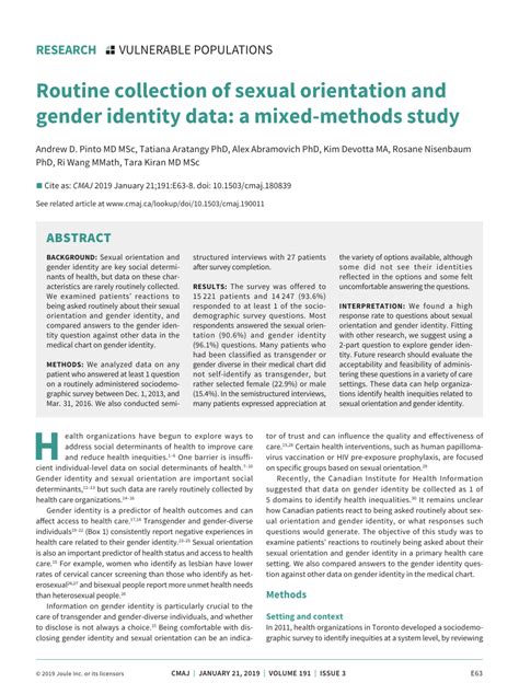 Pdf Routine Collection Of Sexual Orientation And Gender Identity Data