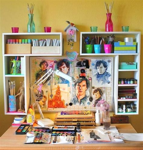 32 Creative Art Studio Organization Ideas For Workspace Desks с