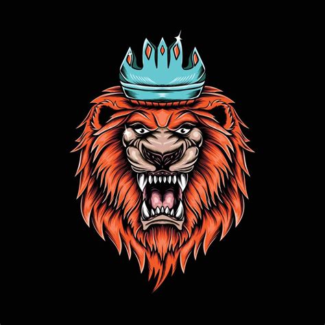 Angry Lion Head King Detail Illustration With Crown 6633481 Vector Art