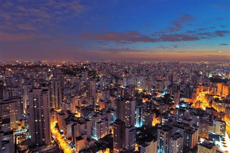 Aerial View Of Sunset On The City São Paulo Brazil Stock Photo