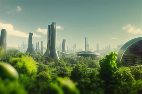 Premium Photo Scifi Green Utopia Futuristic City Environmentalism