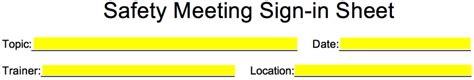 Free Safety Meeting Sign In Sheet Template Pdf Word Eforms