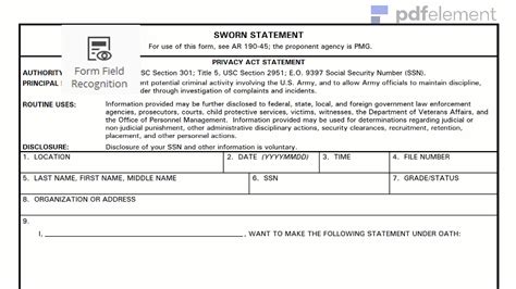 Da Form 2823 Download Fillable Pdf Sworn Statement Templateroller