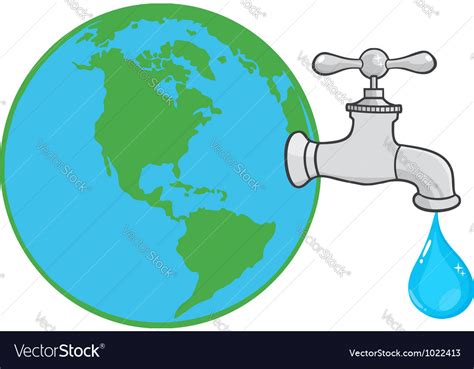 Earth Globe With Water Faucet Royalty Free Vector Image