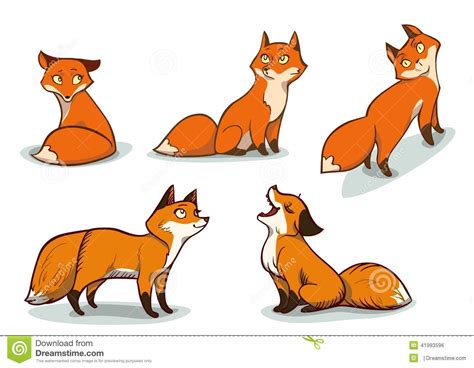 Funny Cartoon Foxes Stock Vector Image 41993596