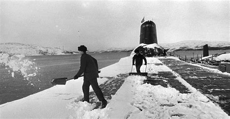 Russian Sailors Shoveling Snow On A Typhoon Class Submarine [1920 × 1000] R Militaryporn