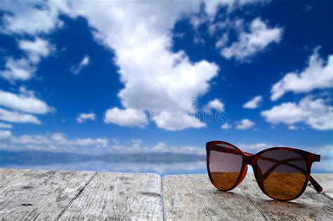 Summer Vacation Scene And Sunglasses Stock Image Image Of Travel