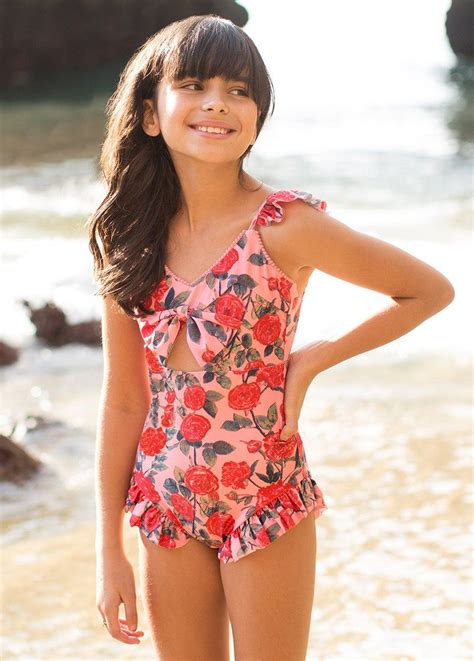 Marina Swimsuit In Red And Pink Floral Tween Outfits Cute Girl Dresses Girls Clothing Brands