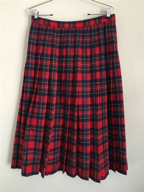 Pendleton Wool Skirt Size 14 Royal Stewart Scottish Tartan Plaid Red