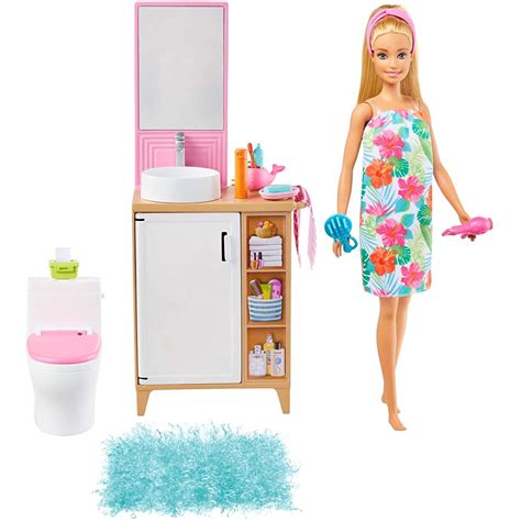 Barbie Doll And Bathroom Furniture Playset Doll 115 Inch Blonde