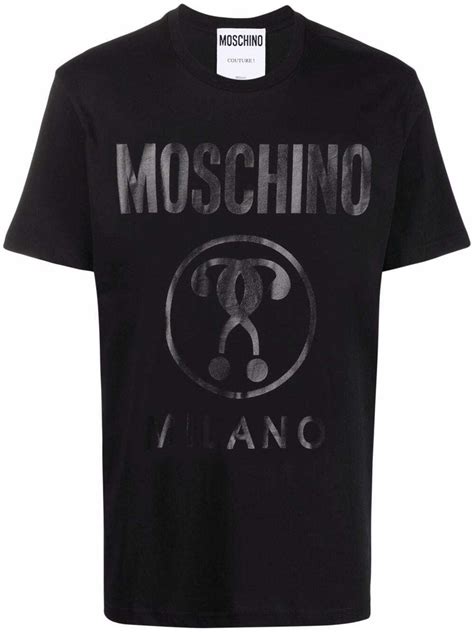 Moschino Double Question Mark Logo T Shirt Black Editorialist