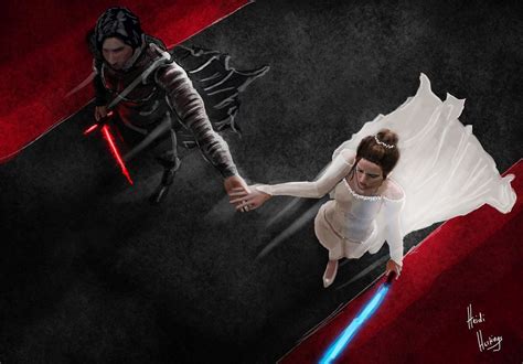 Rey And Kylo Ren Fan Art Star Wars Drawn In Photoshop With A Wacom
