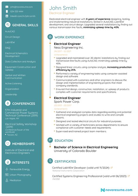Electrical Engineer Resume Example Guide And Tips For 2022 2022