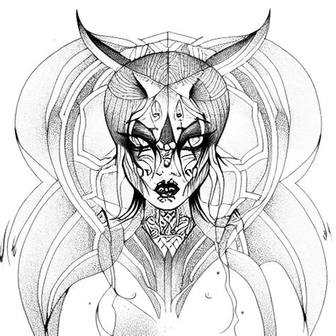 Geometric Demon Girl Tattoo Idea Blackink Ai