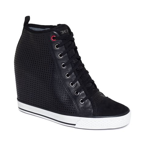 Dkny Grommet Wedge Sneakers In Black Lyst