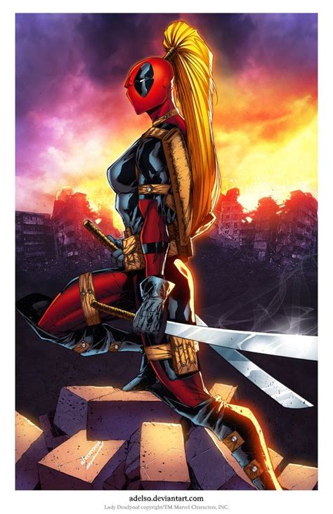 Lady Deadpool Print By Adelsocorona On Deviantart Lady Deadpool