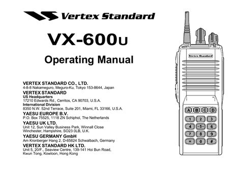 Vertex Standard Vx 600 Operating Manual Manualzz