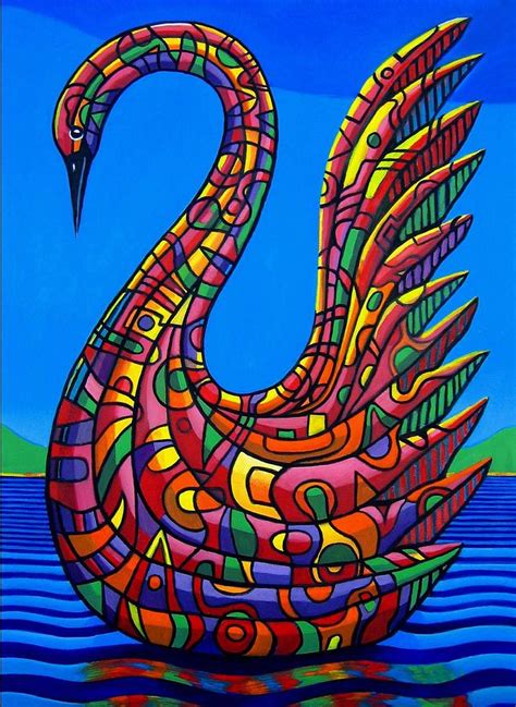 Swan Abstract Painting By Chris Boone
