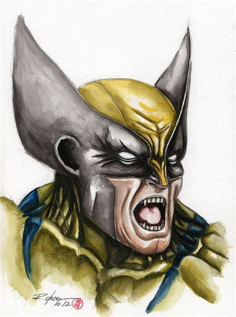Watercolor Wolverine By Rchaem Wolverine Art Painting